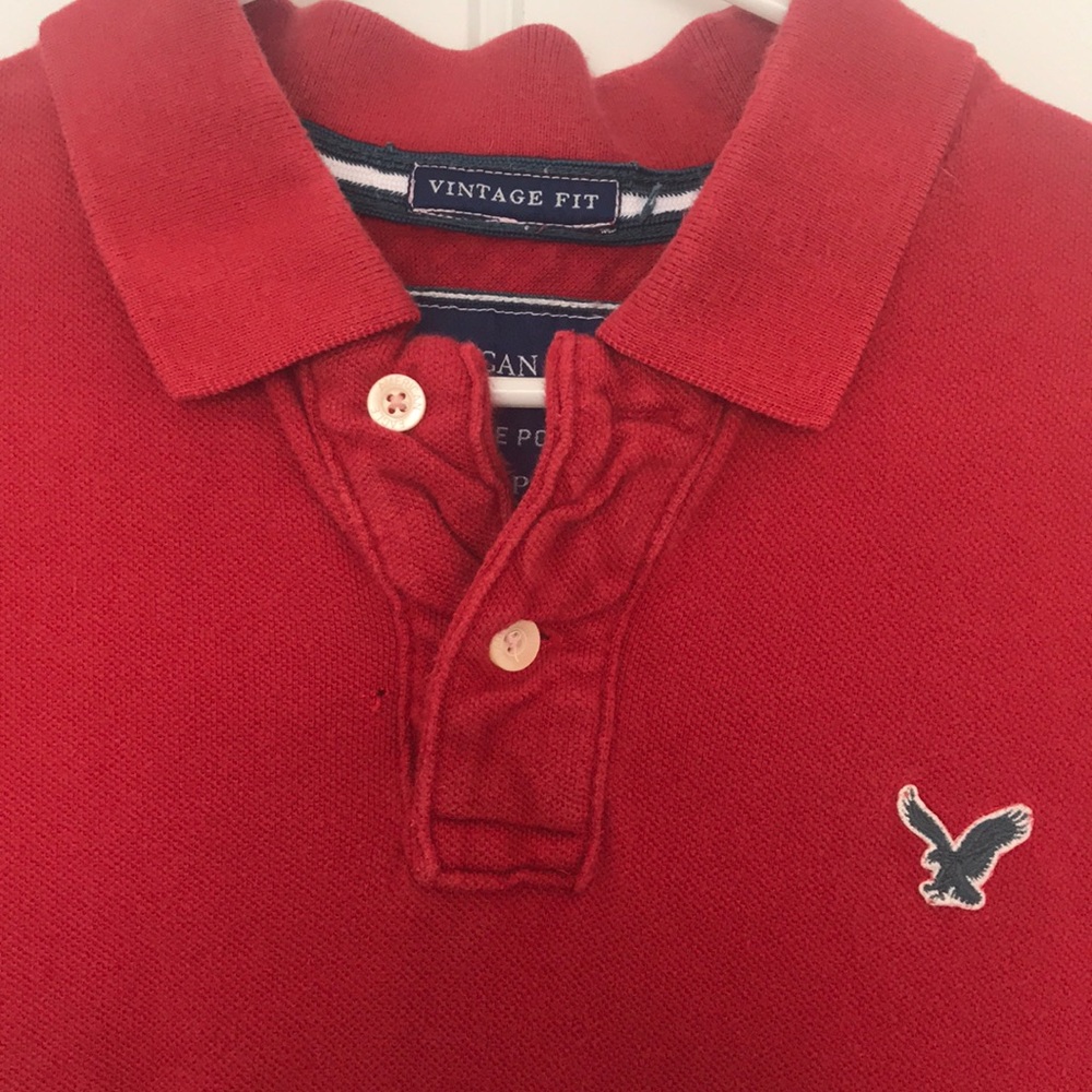 American Eagle Red Polo Shirt Vintage Fit Sz Small